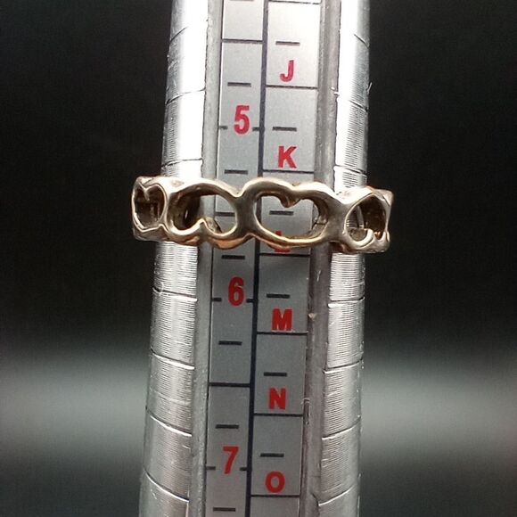 Silver heart chain ring size 5.5 R216 - Picture 1 of 3